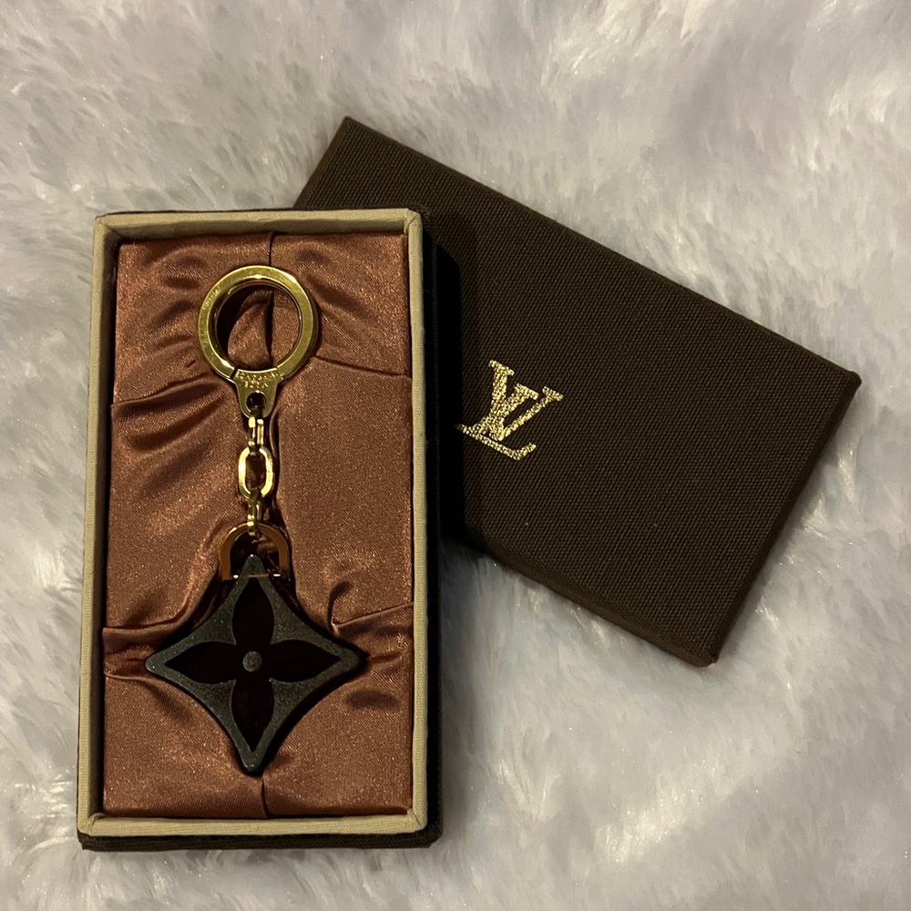 Louis Vuitton Brown and Gold Floral Keyring